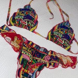 Agua Bendita two piece bead bikini- multicolor. Size M